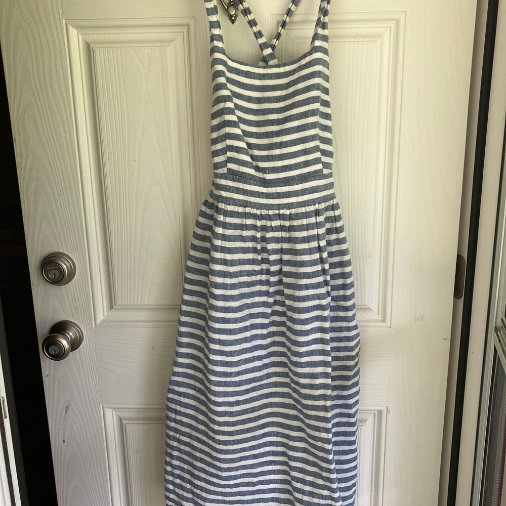 OffOn Striped Blue and White apron style Sundress